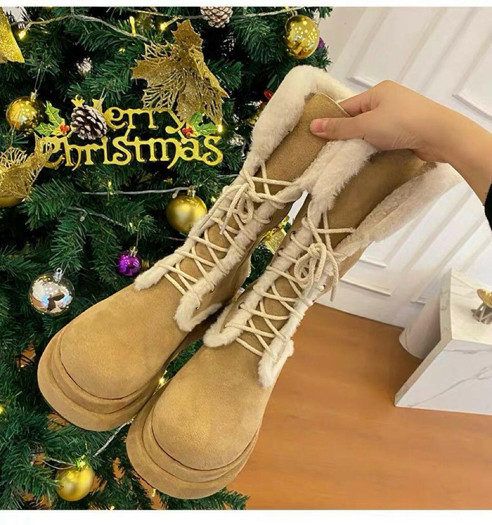 Women's Fashion Casual Simple Warm Platform Snow Boots.