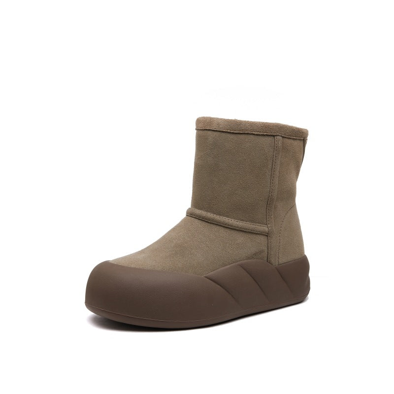 Mid-calf Length Snow Boots Female Fleece Lined Padded Warm Keeping - EnigmaParis