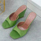 Summer New Square Toe Wedge Full Diamond Muller High Heels Slippers - EnigmaParis