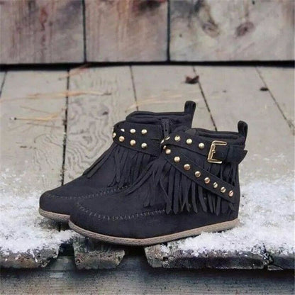 Women's Flat Buckle Martin Boots Retro - EnigmaParis
