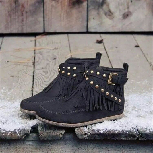 Women's Flat Buckle Martin Boots Retro - EnigmaParis