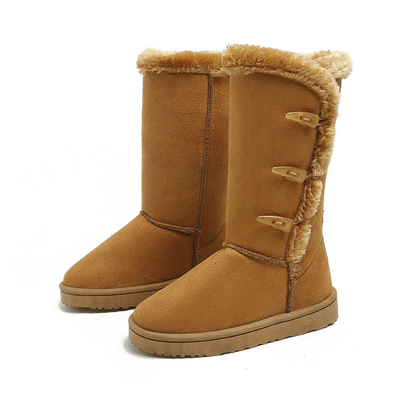Cotton Shoes Thickened Mid-top Snow Boots Middle Tube Leather Boots - EnigmaParis
