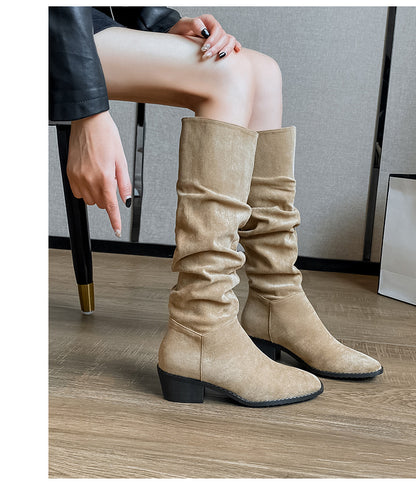 French Western Denim Boots - Stylish Mid-calf Footwear for a Trendy Look.