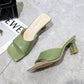 Women’s High Heel Peep Toe Slippers: Square Toe, Perfect for Summer - EnigmaParis