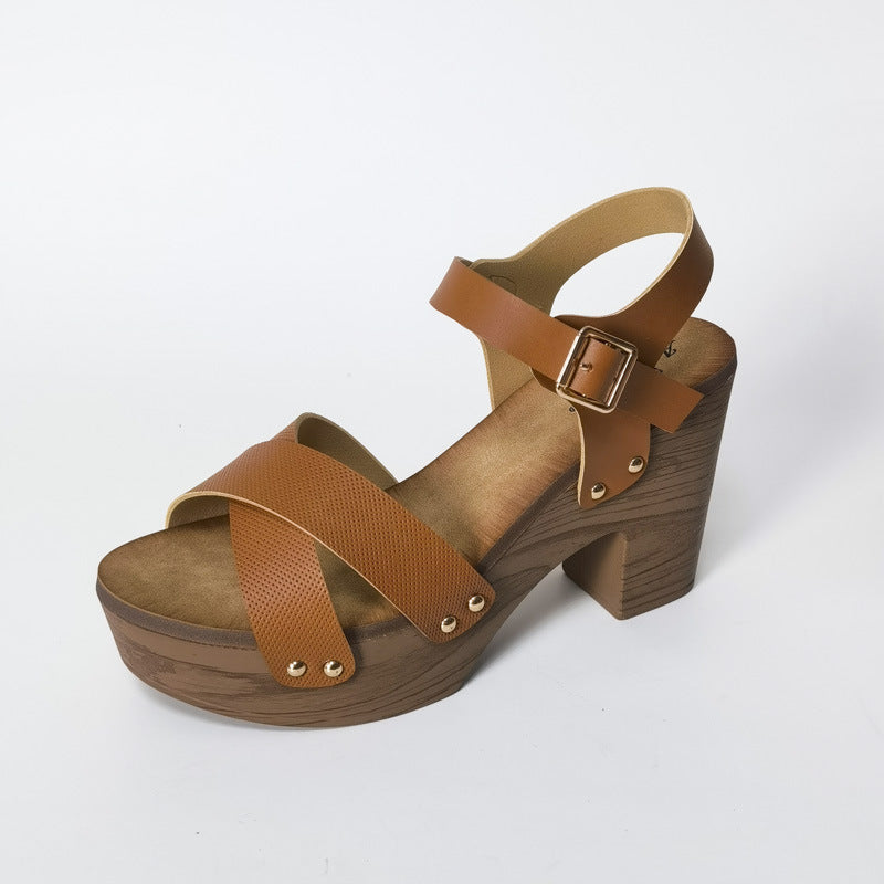 Stylish Women’s Buckle Sandals: High Heel, Simple, and Perfect for Travel - EnigmaParis