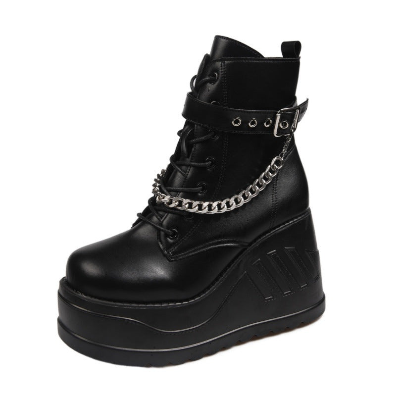 Plus Size Thick-soled Belt Buckle Martin Boots For Women - EnigmaParis