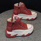 Women's Height Increasing Insole 7CM Leather Platform Shoes.