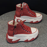 Women's Height Increasing Insole 7CM Leather Platform Shoes.