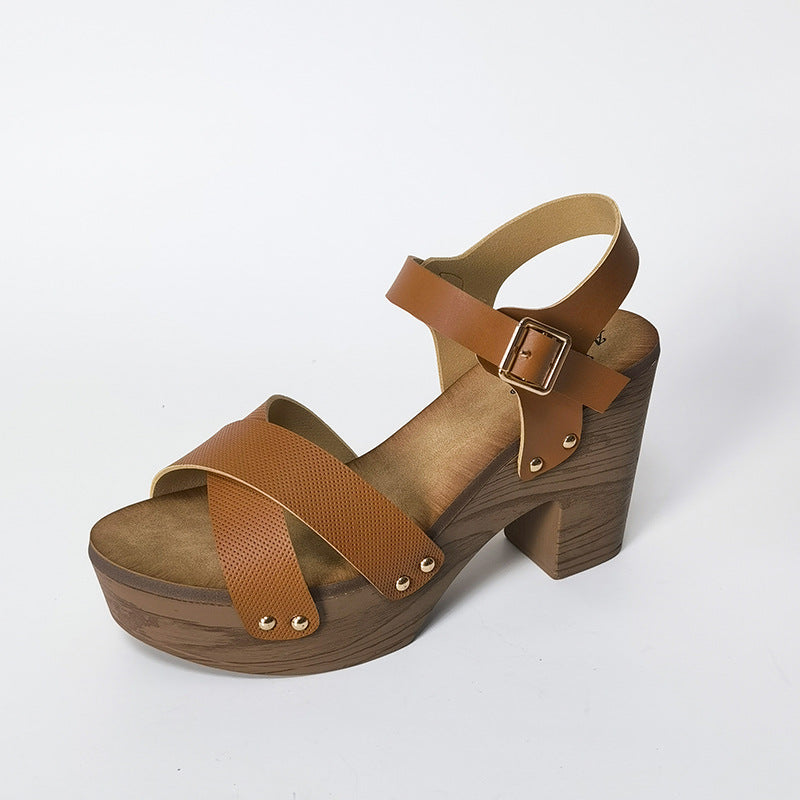 Stylish Women’s Buckle Sandals: High Heel, Simple, and Perfect for Travel - EnigmaParis