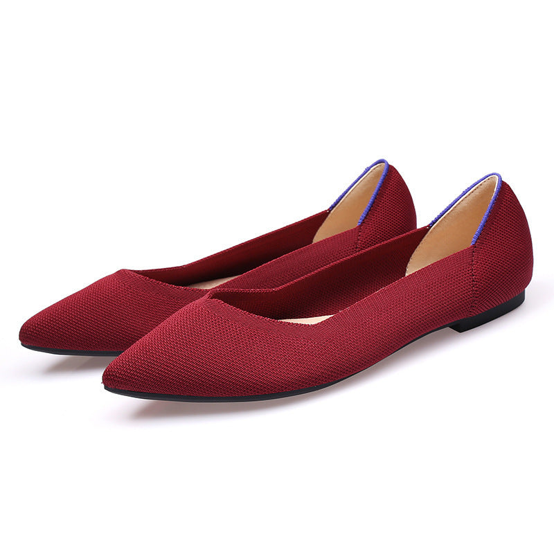 Women's Fashion Soft Bottom Flyknit Pointed Flat Shoes - EnigmaParis