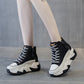 Women's Height Increasing Insole 7CM Leather Platform Shoes.