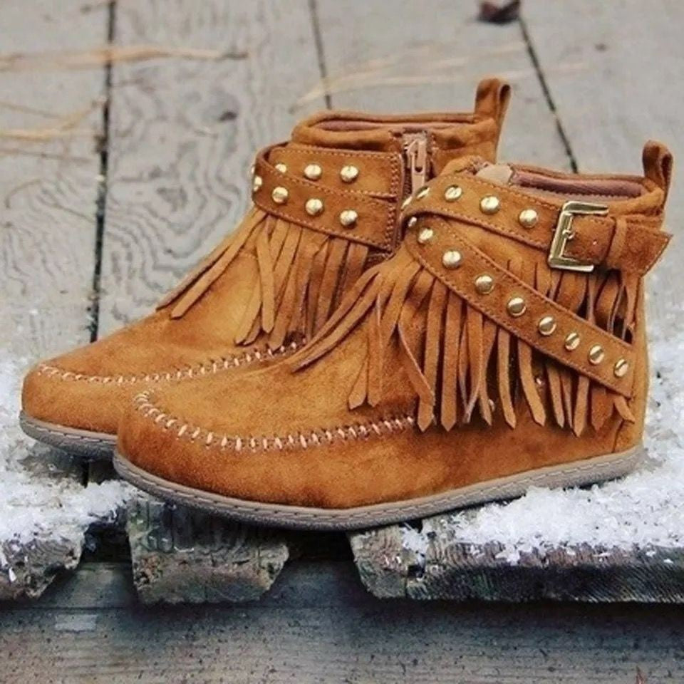Women's Flat Buckle Martin Boots Retro - EnigmaParis