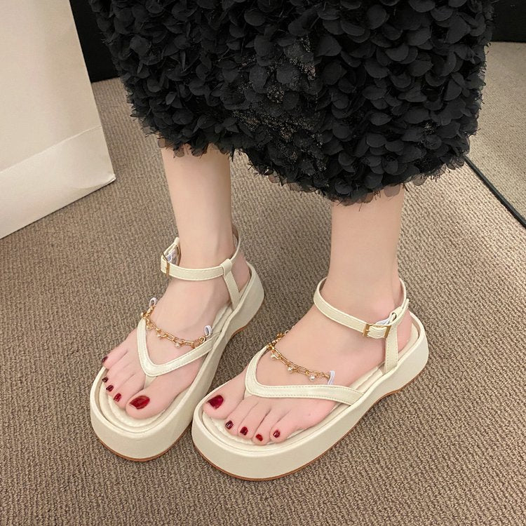 Trendy 2024 Summer Sandals for Women | Vintage Pearl Toeless Shoes - EnigmaParis