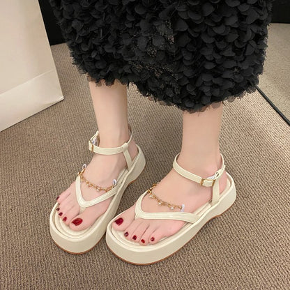 Trendy 2024 Summer Sandals for Women | Vintage Pearl Toeless Shoes - EnigmaParis