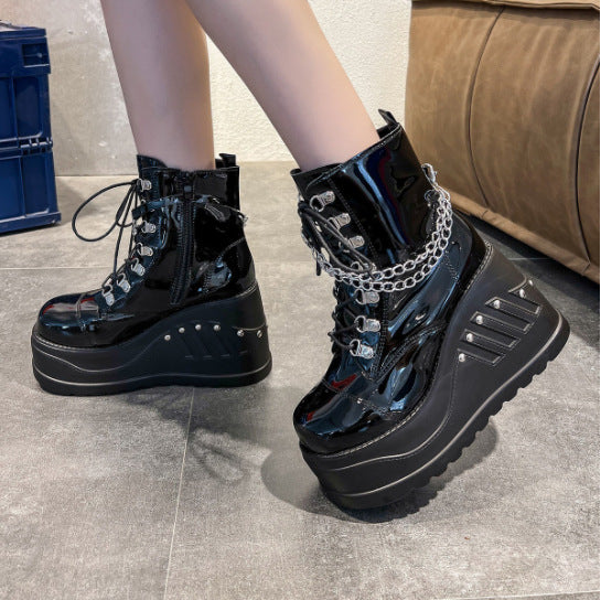 Plus Size Thick-soled Belt Buckle Martin Boots For Women - EnigmaParis