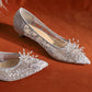 Wedding Shoes Flat White Wedding Dress Crystal Low Heel Shoes