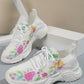 Floral Burst Casual Flower Sports Shoes - Women's Plus Size Flat Bottom Sneakers.