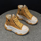 Women's Height Increasing Insole 7CM Leather Platform Shoes.
