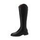 Full Cowhide Low Heel V Cut Knight Boots - Comfortable and Stylish Footwear.