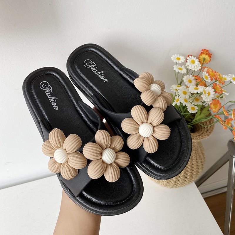 Wind Thick Bottom Sweet Fashion Vacation Flower Slippers - EnigmaParis