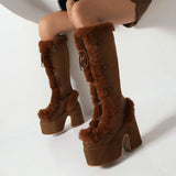 Fur Boots Platform Platform High Heel Women's High Boots - EnigmaParis