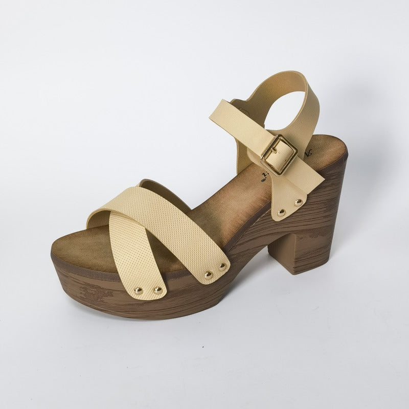 Stylish Women’s Buckle Sandals: High Heel, Simple, and Perfect for Travel - EnigmaParis