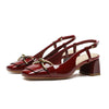 Square Toe Chunky Heel Horsebit Buckle High Heels