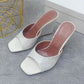 Summer New Square Toe Wedge Full Diamond Muller High Heels Slippers - EnigmaParis