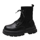 British Style Round Head Lace-up Knitted Mouth Casual Martin Boots Women - EnigmaParis