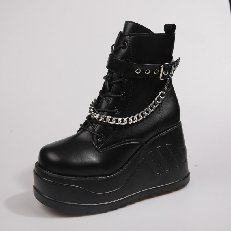 Plus Size Thick-soled Belt Buckle Martin Boots For Women - EnigmaParis