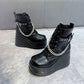 Plus Size Thick-soled Belt Buckle Martin Boots For Women - EnigmaParis