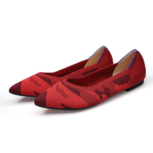 Women's Fashion Soft Bottom Flyknit Pointed Flat Shoes - EnigmaParis