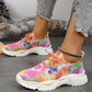 Floral Burst Casual Flower Sports Shoes - Women's Plus Size Flat Bottom Sneakers.