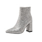 Pointed Toe Chunky Heel Sequined Fashion Women's Boots - EnigmaParis