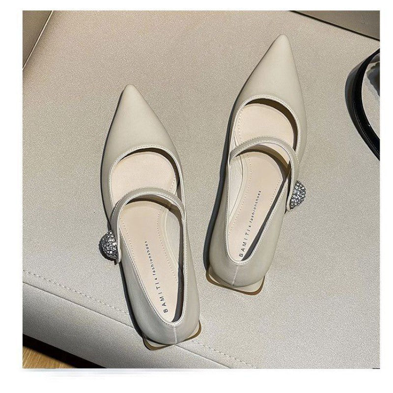 French Pointed Toe Chunky Heel High Heels - Classic Style for Women - EnigmaParis