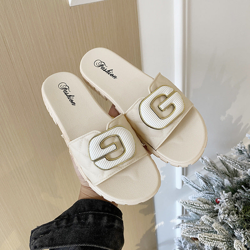 Women's Summer Outdoor Slippers New Non-slip Soft Bottom Internet Celebrity G Buckle Fashion - EnigmaParis