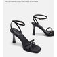 2025 designer women's new fashion letter high heels black super high heels stilettos lace-up sandals for women