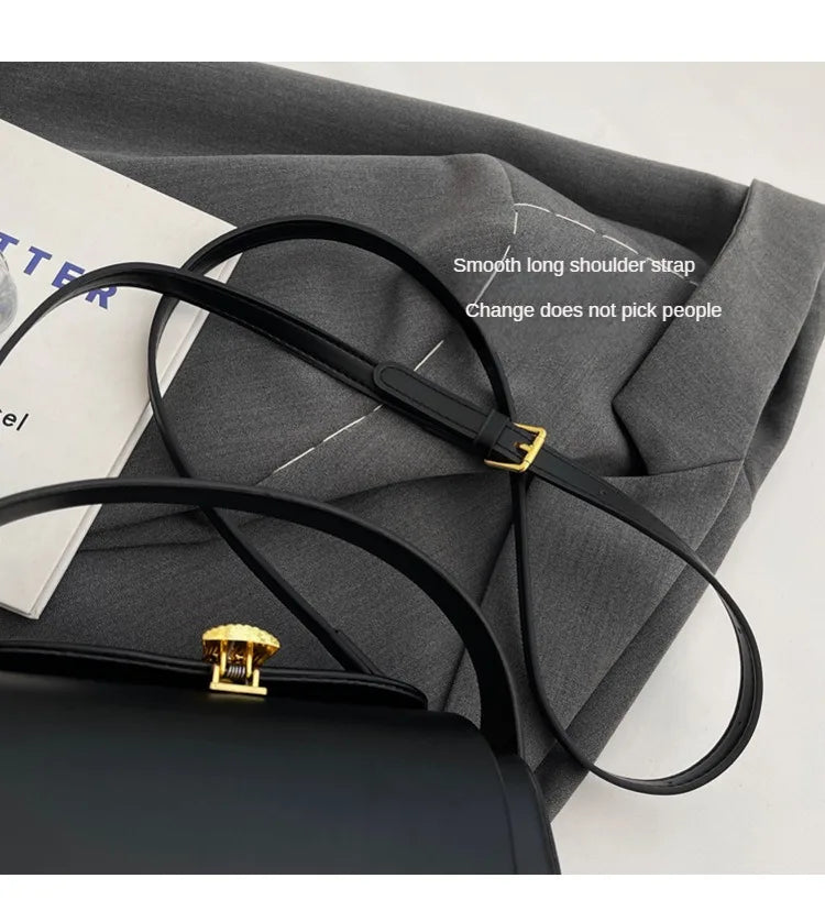 Classic Black Shoulder Bag Women's Versatile Retro Crossbody Square Bags 2024 New Large Capacity Textured Leather Flap Handbags