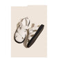 Low Sandals Woman Leather Low-heeled Rome Fabric Slides Rubber Hoof Heels Low Sandals Woman Leather Low-heeled Fabric Rubber Sli