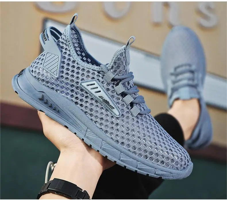 Men's Shoes Summer Hollow Mesh Breathable Shoes Men Casual Sports Running Sneakers Fashion Comfortable Mens Beach Shoes
