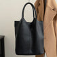 Genuine Leather Commuter Tote Bag Simple Ladies Soft Cowhide Tote Shoulder Handbag Large Capacity Women Bucket Bag 2025 New