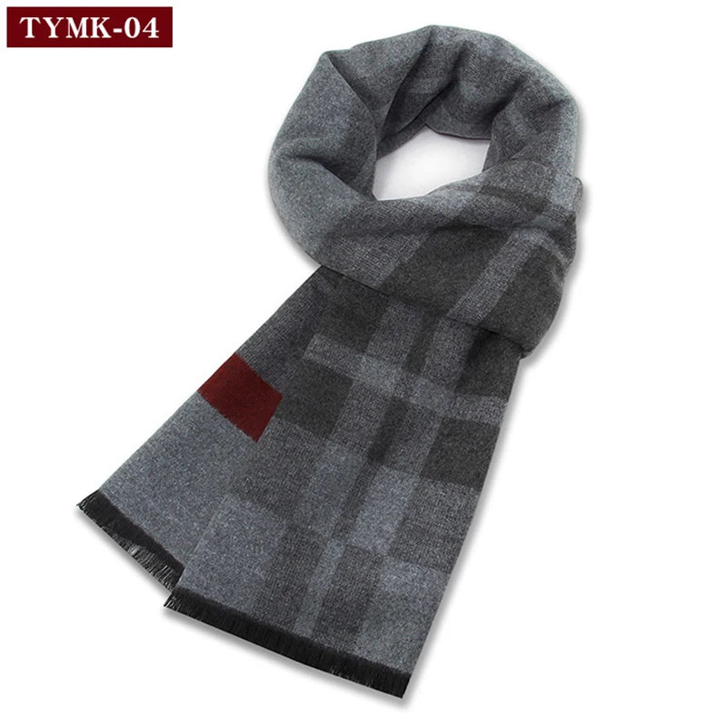Luxury Wool Scarf for Men | Winter Warm Cashmere Silk Plaid Pashmina Shawl | EnigmaParis