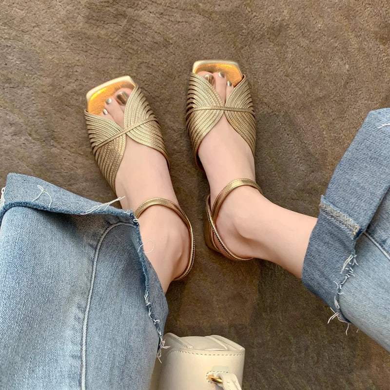 FEDONAS Summer Mixed Colors Women Sandals Ankle Strap Elegant Shoes Woman Genuine Leather Thick Heels Fashion Party Office Lady