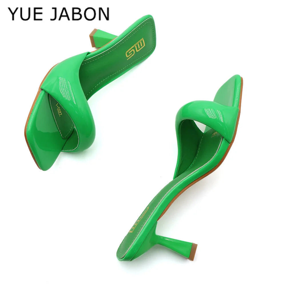 Black Red High Heel Sandals Women Open Toe Slingback Sandals Female Pumps Square Toe Summer Simple Designer Heeled Sandals