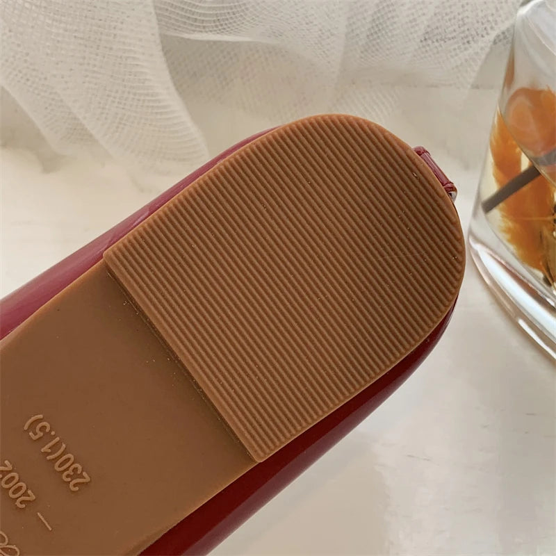 Women Flat Heel Outdoor Casual Mary Jane Red New  Flat Shoes Fashion Shallow Slip On Ladies Elegant Ballerinas Soft Shoes