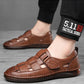 Leather Sandals Baotou 2025 Summer New Genuine Leather Breathable Hollow Porous Shoes Men's Tendon Soft Bottom Middle-Aged Dad S