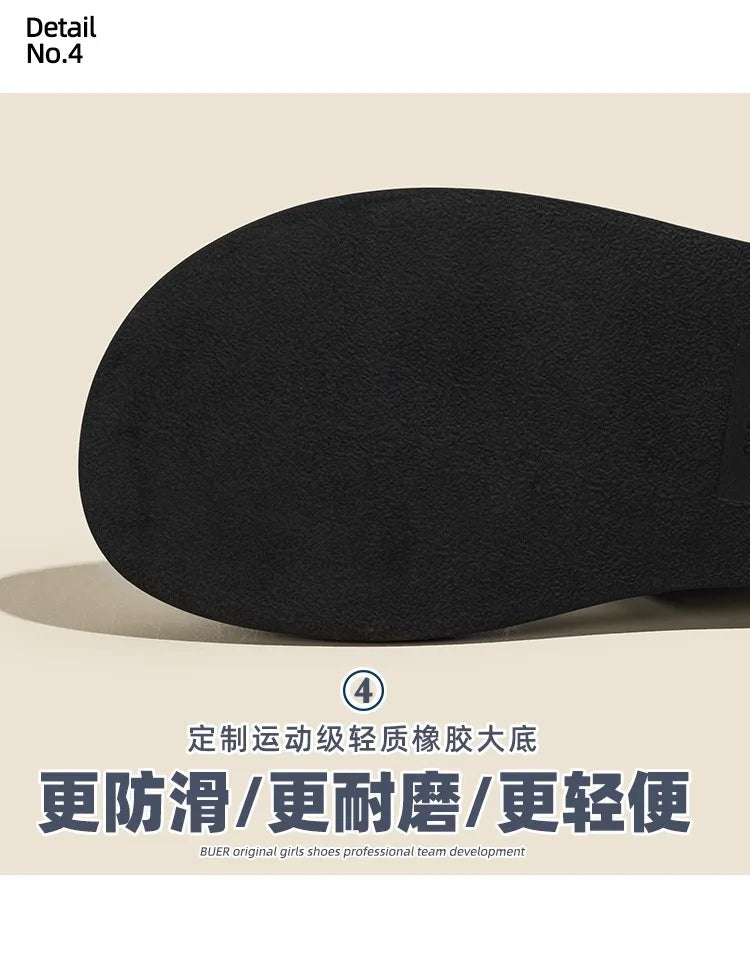 Low Sandals Woman Leather Low-heeled Rome Fabric Slides Rubber Hoof Heels Low Sandals Woman Leather Low-heeled Fabric Rubber Sli