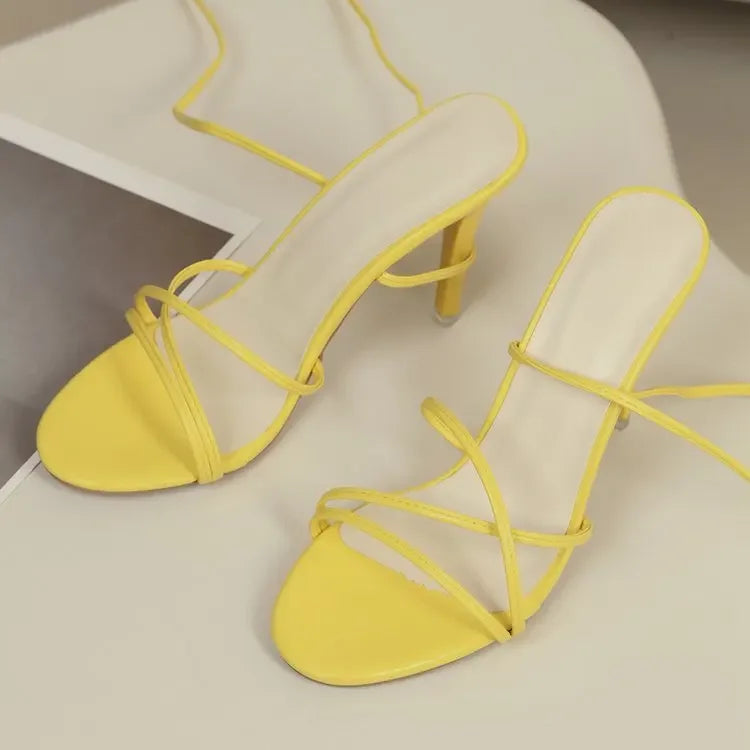 Women's Sexy Gold Open Toe Sandals For Party With Criss-cross Straps , High Heels, Comfortable,Thick Heels
