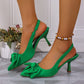 Summer Bow Wrapped Stiletto Sandals Women's Fashion Pointed Toe Shallow Mouth Slip Foot Anti-Slip Wear-Resistant High Heels