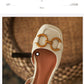 Retro Women Sandals Fashion Low-heeled Shoes Slingback Suede Office Ladies Shoes High Quality Elegant Slip on Woman Flat Sandals